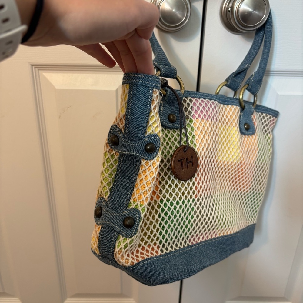 Vintage Tommy Hilfiger Multicolor Rainbow Fishnet Tote Shoulder Bag Purse PRIDE - Picture 4 of 11